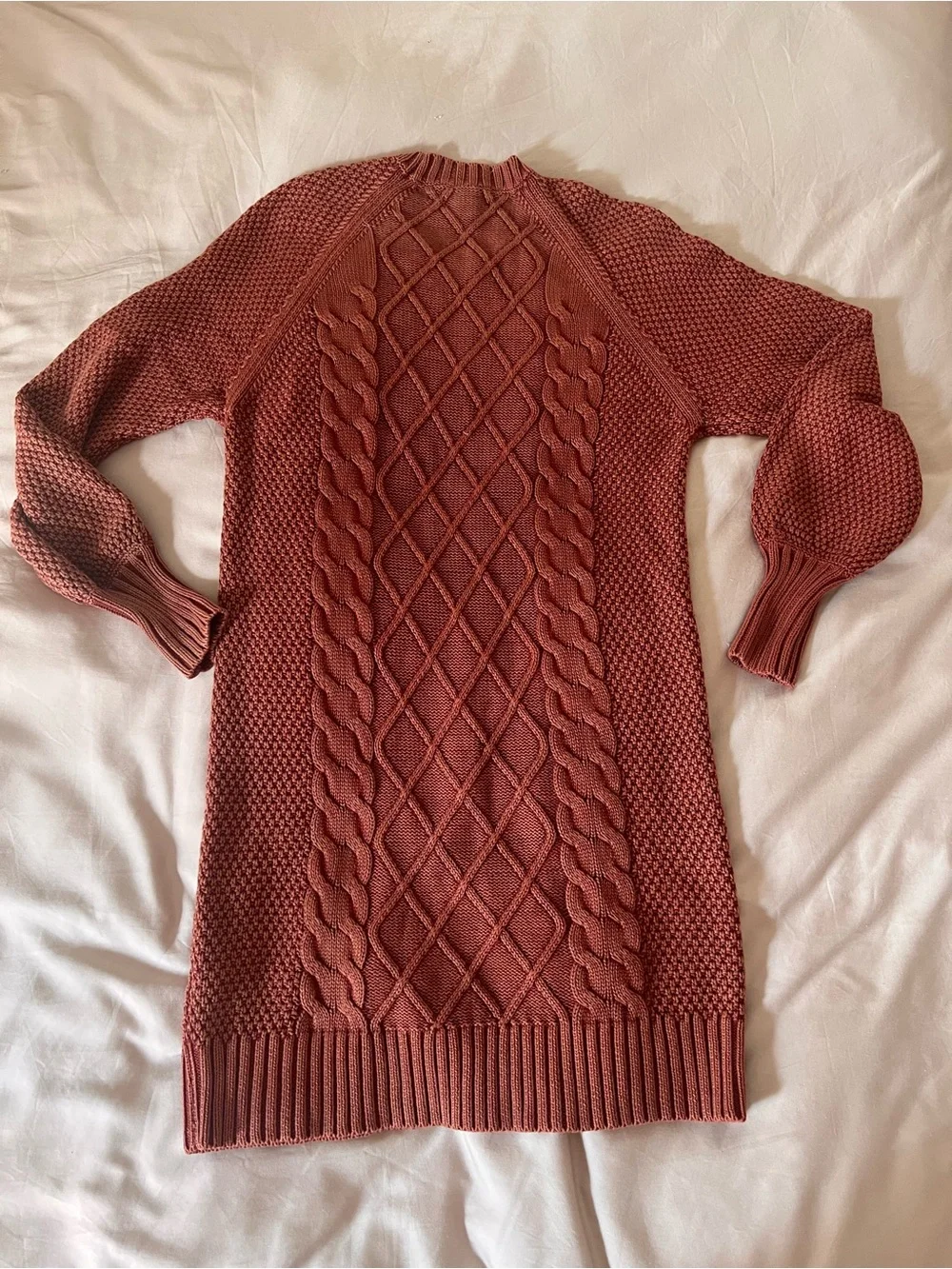 ✨American Eagle Cable Knit Sweater Dress M Rust Terracotta Cottagecore Fall